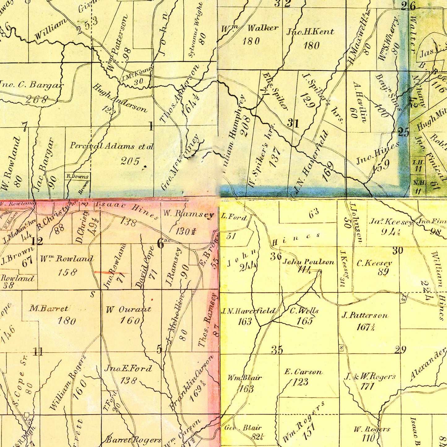 Vintage Map of Harrison County, Ohio, 1862