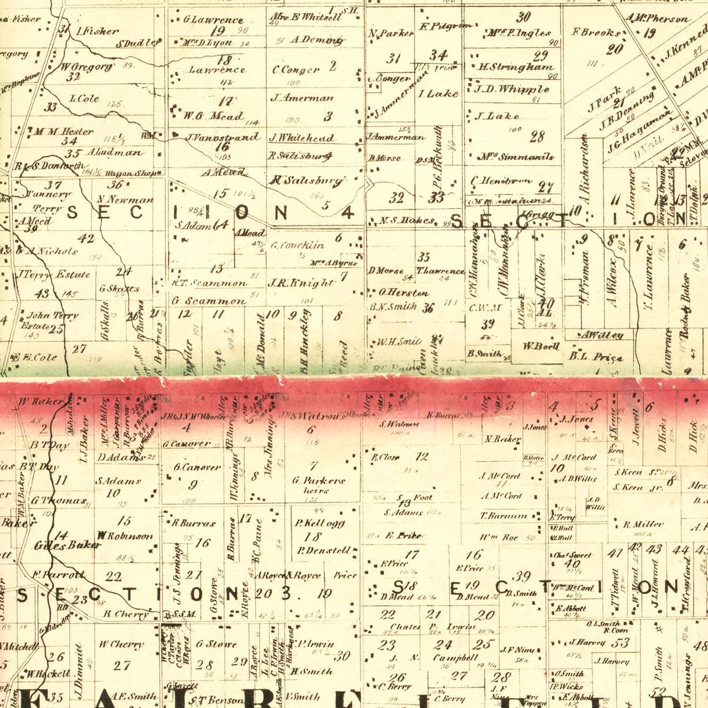 Vintage Map of Huron County, Ohio, 1859