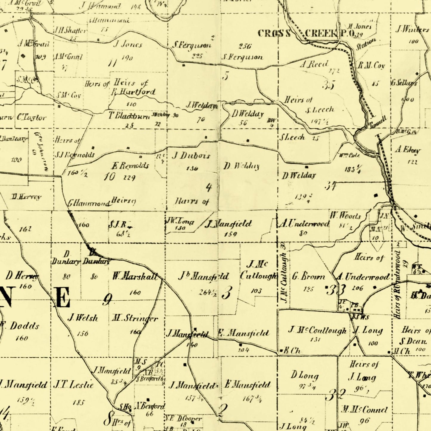 Vintage Map of Jefferson County, Ohio, 1856