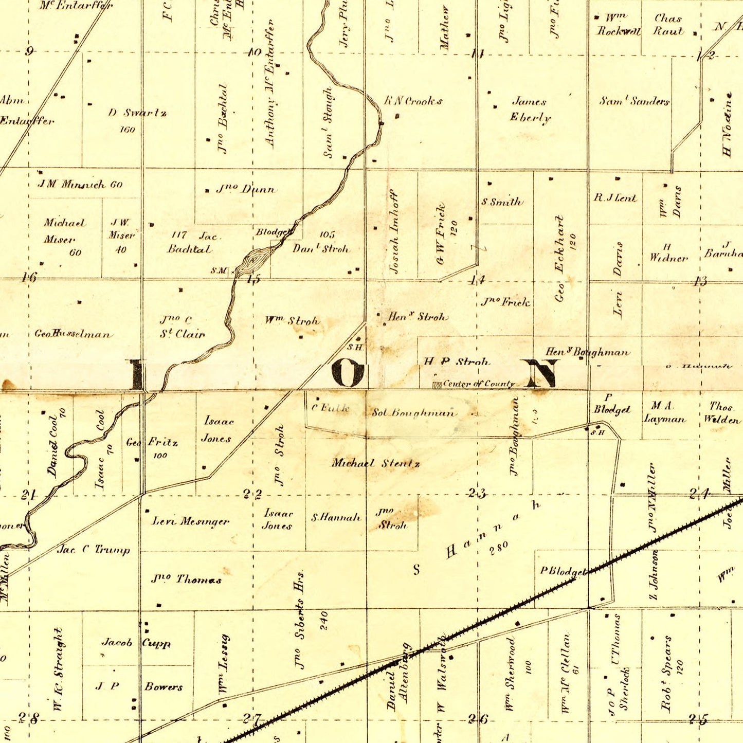 Vintage Map of De Kalb County, Ohio 1863