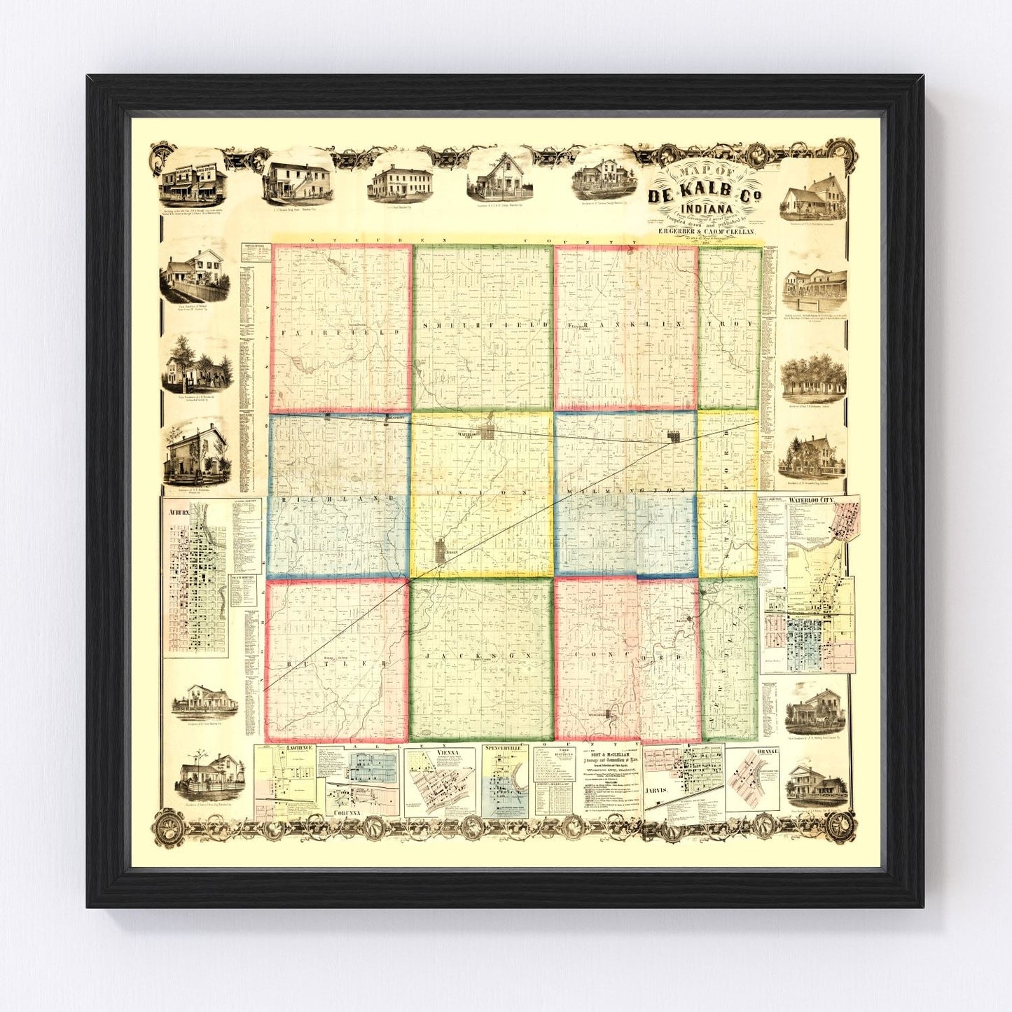 Vintage map of De Kalb County, Ohio, 1863