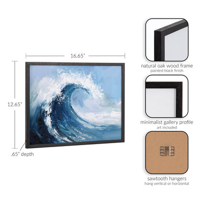 Abstract Painterly Coastal Ocean Wave Framed Print