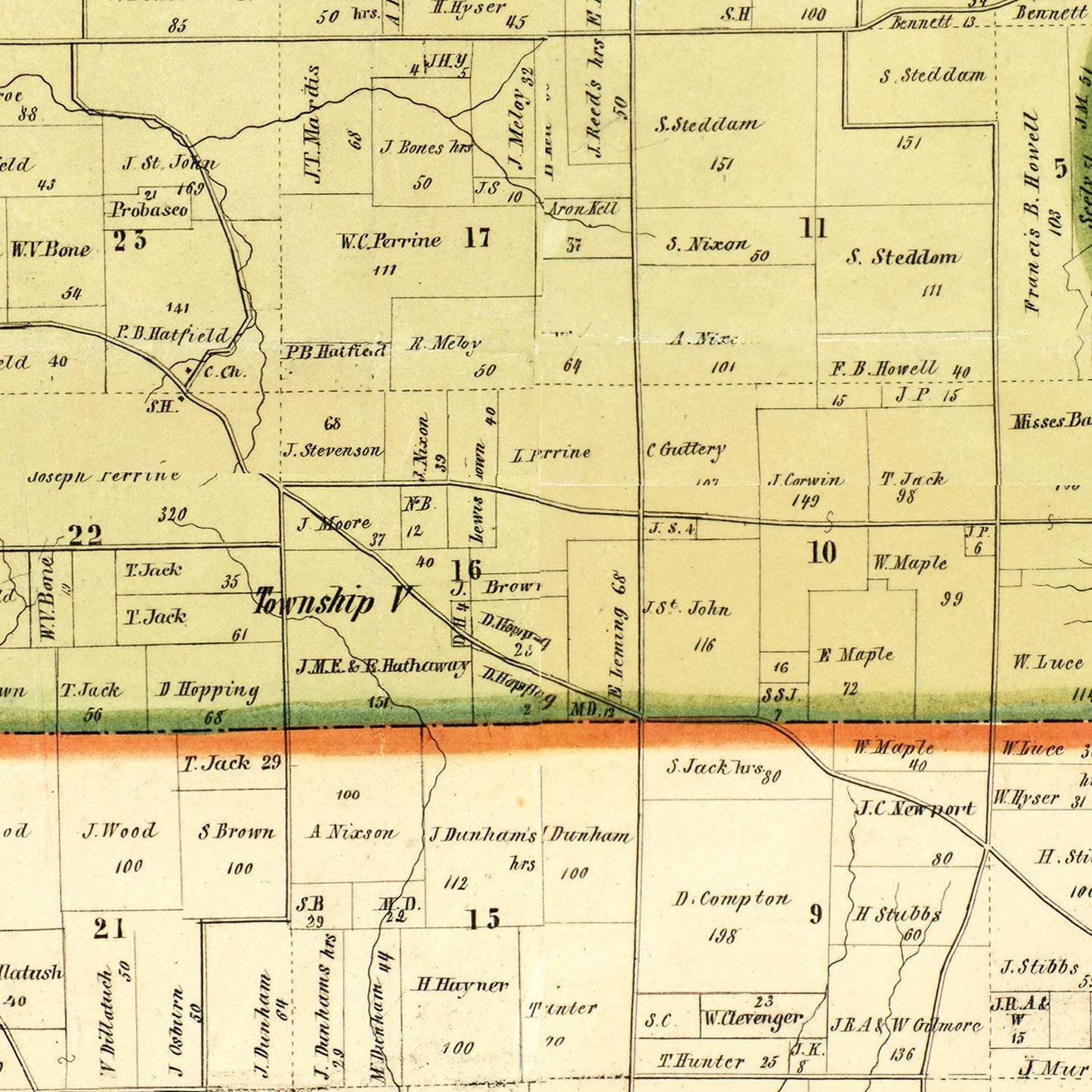 Vintage Map of Warren County, Ohio, 1856