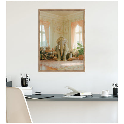 Lazy Elephant in His Room Framed Canvas Wall Art
