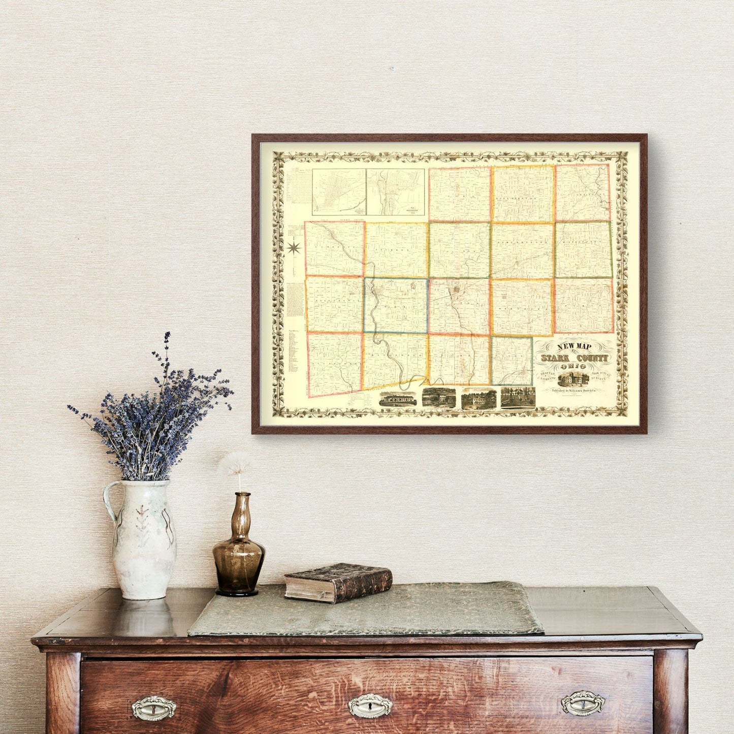 Vintage Map of Stark County, Ohio, 1850