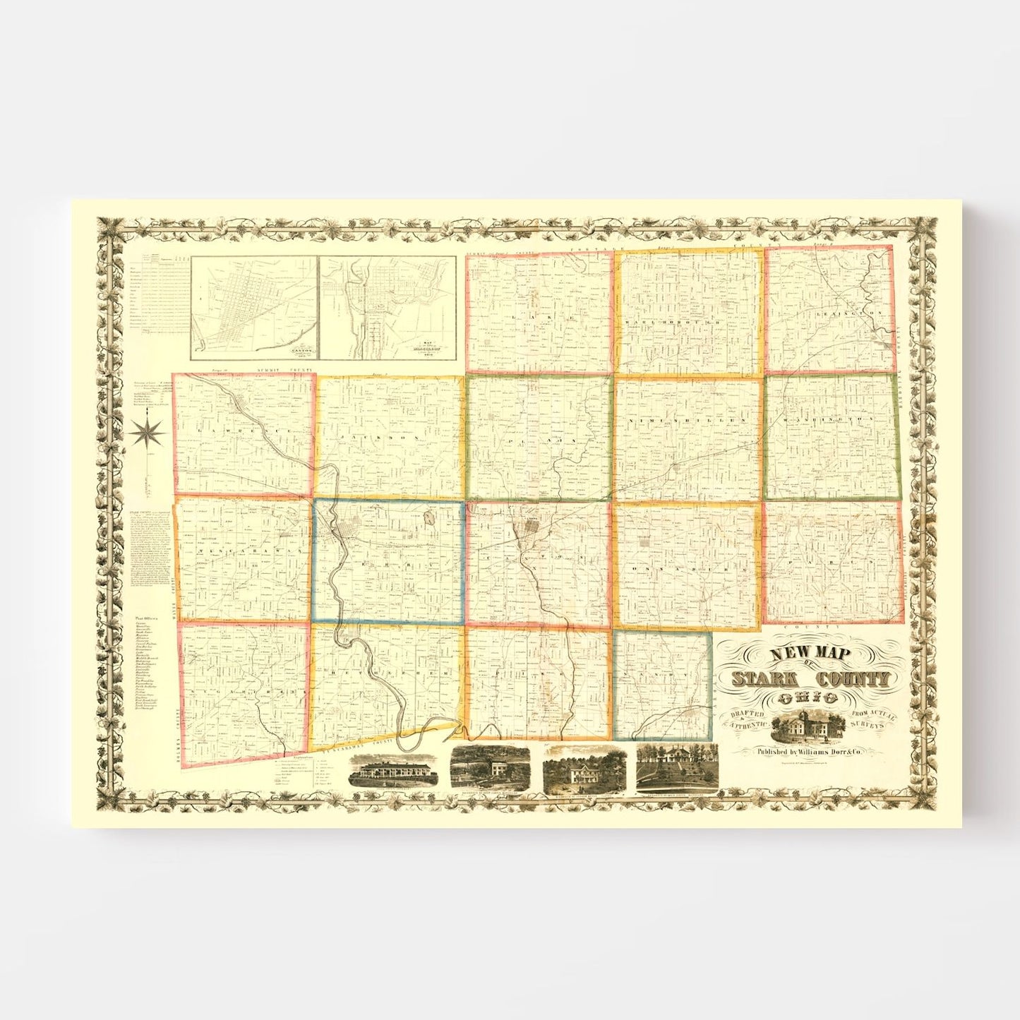 Vintage Map of Stark County, Ohio, 1850