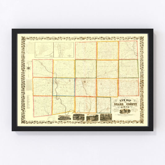 Vintage map of Stark County, Ohio, 1850