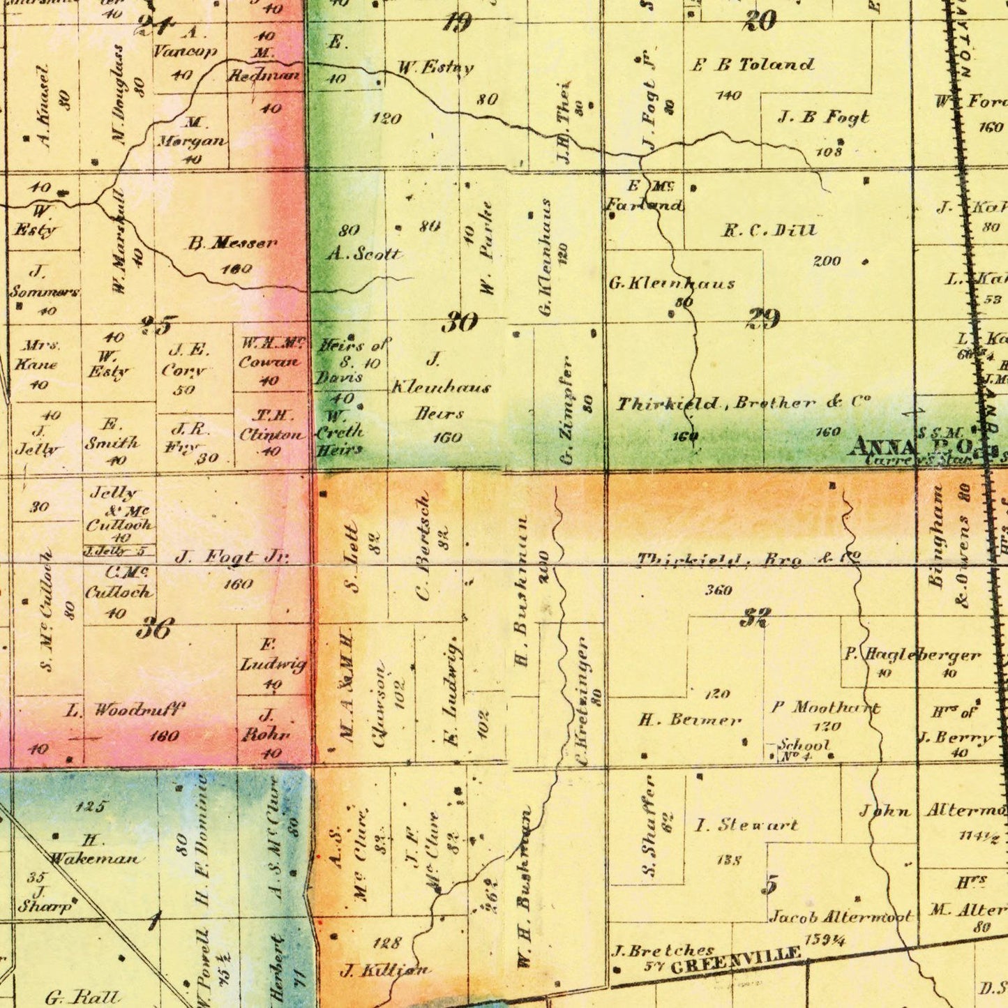 Vintage Map of Shelby County, Ohio, 1865
