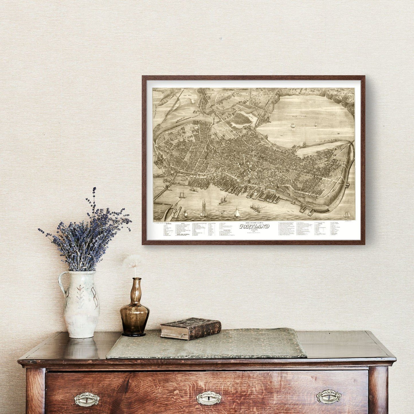 Vintage Map of Portland, Maine, 1876