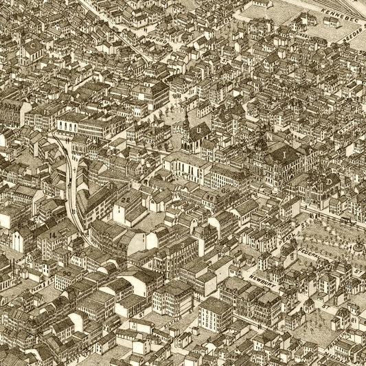 Vintage Map of Portland, Maine, 1876