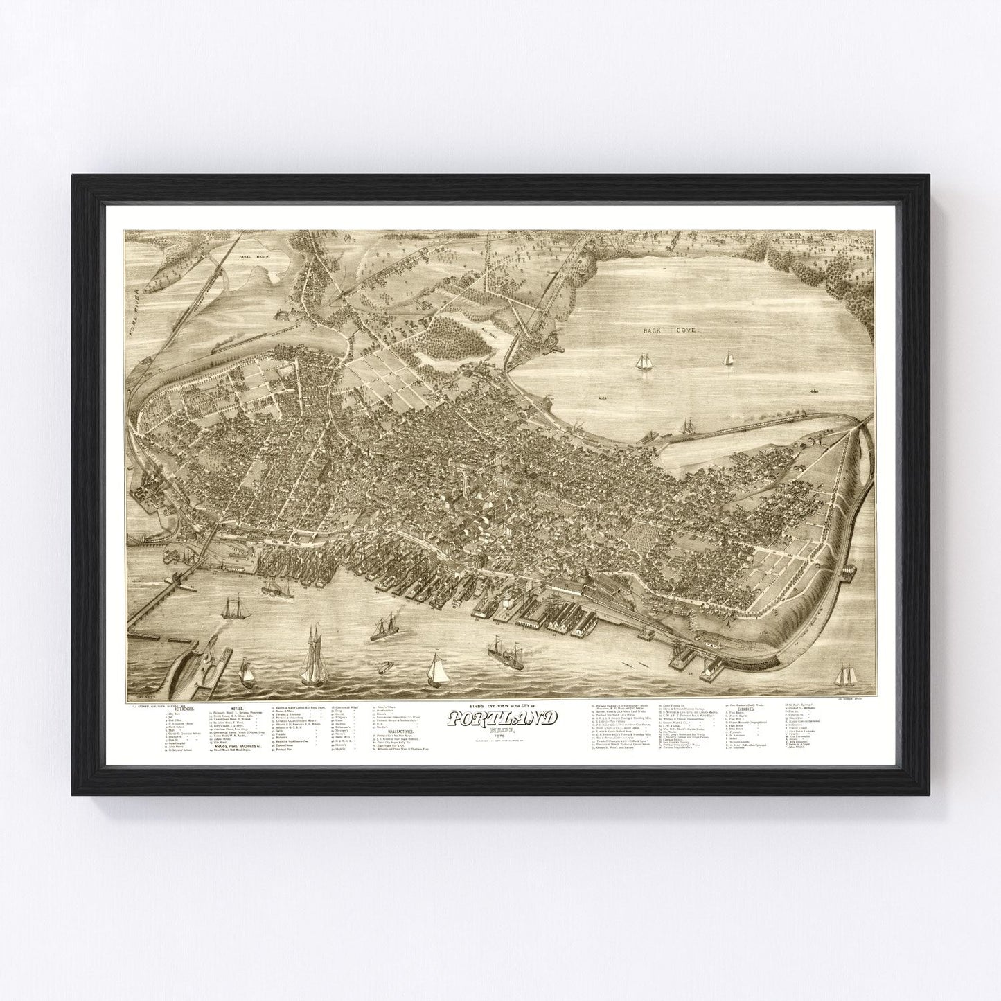 Vintage map of Portland, Maine, 1876