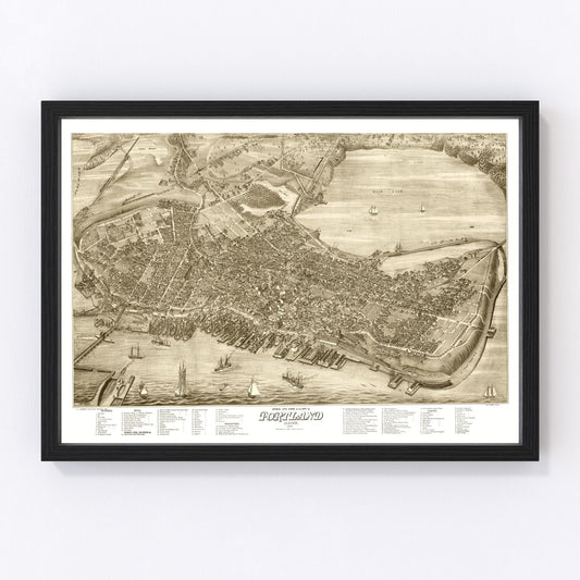 Vintage map of Portland, Maine, 1876