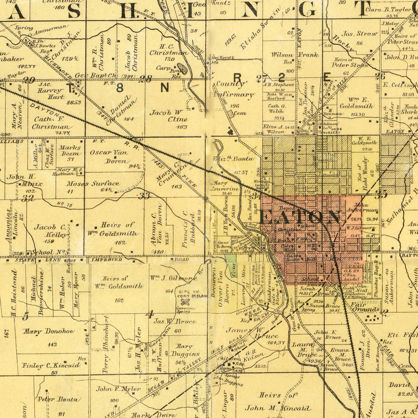 Vintage Map of Preble County, Ohio, 1887