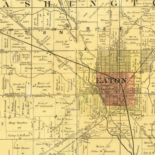 Vintage Map of Preble County, Ohio, 1887