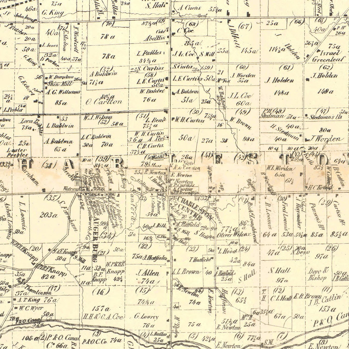 Vintage Map of Portage County, Ohio, 1857