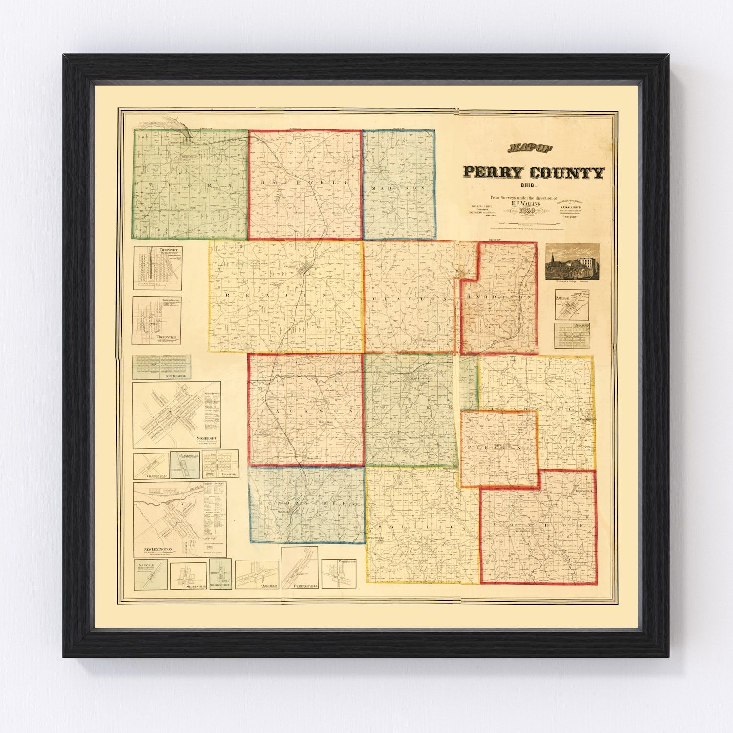 vintage map of Perry County, Ohio, 1859
