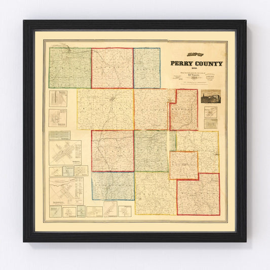 vintage map of Perry County, Ohio, 1859