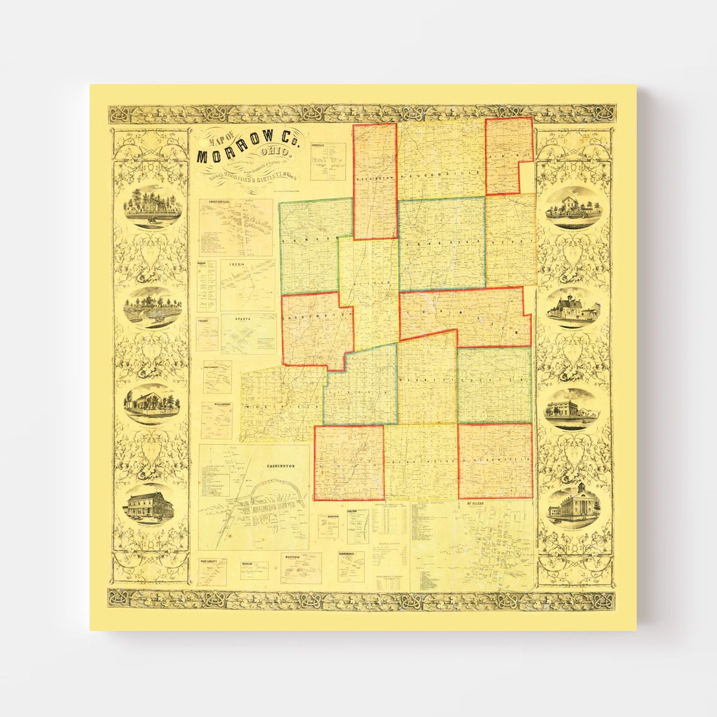 Vintage Map of Morrow County, Ohio, 1857