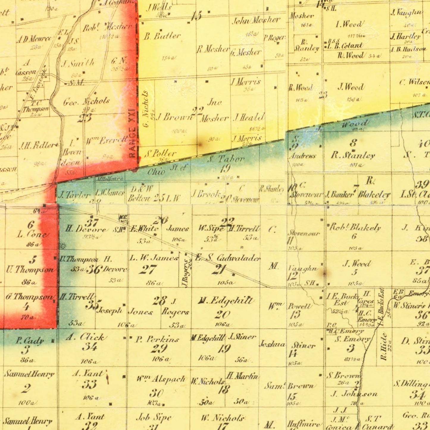 Vintage Map of Morrow County, Ohio, 1857