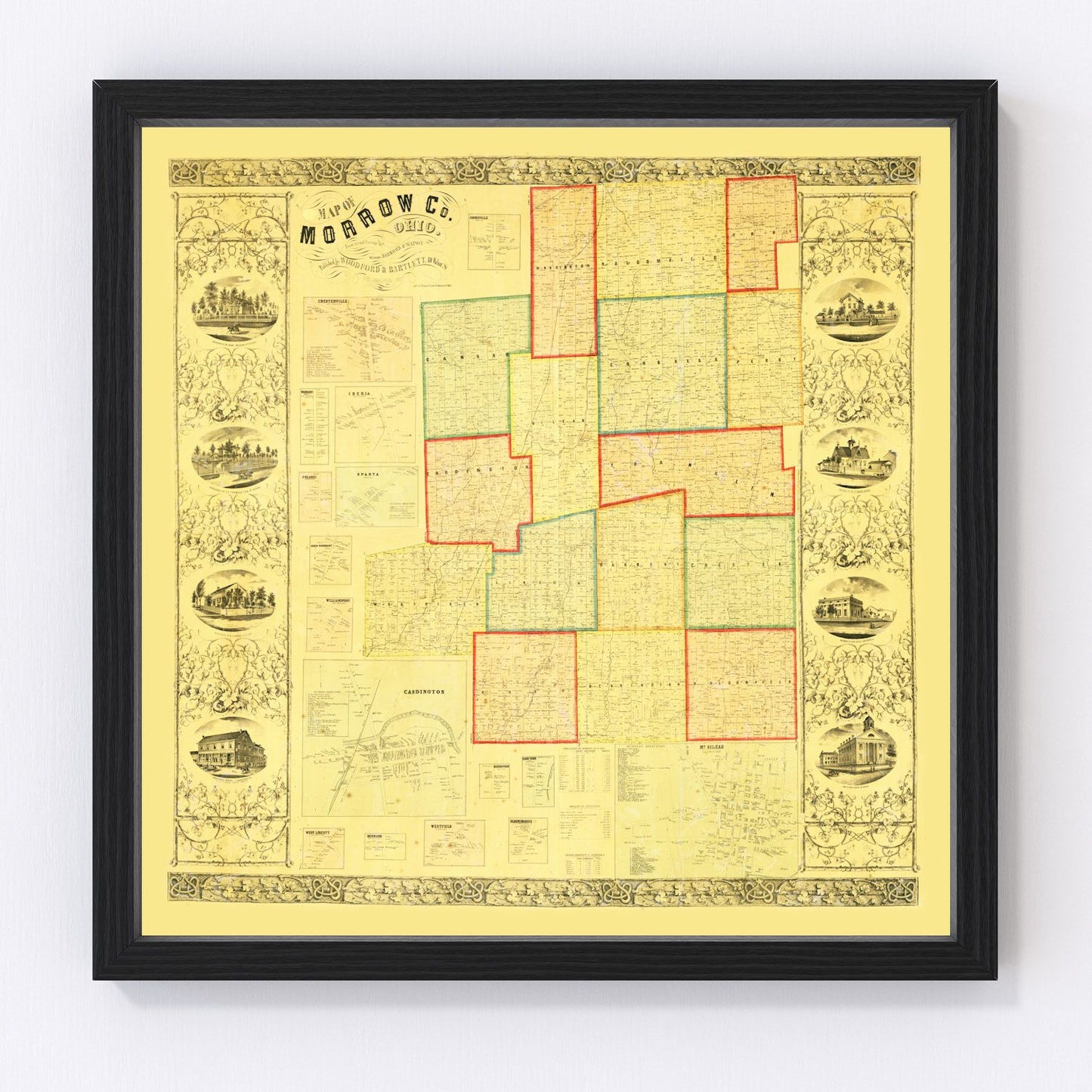 vintage map of Morrow County, Ohio, 1857