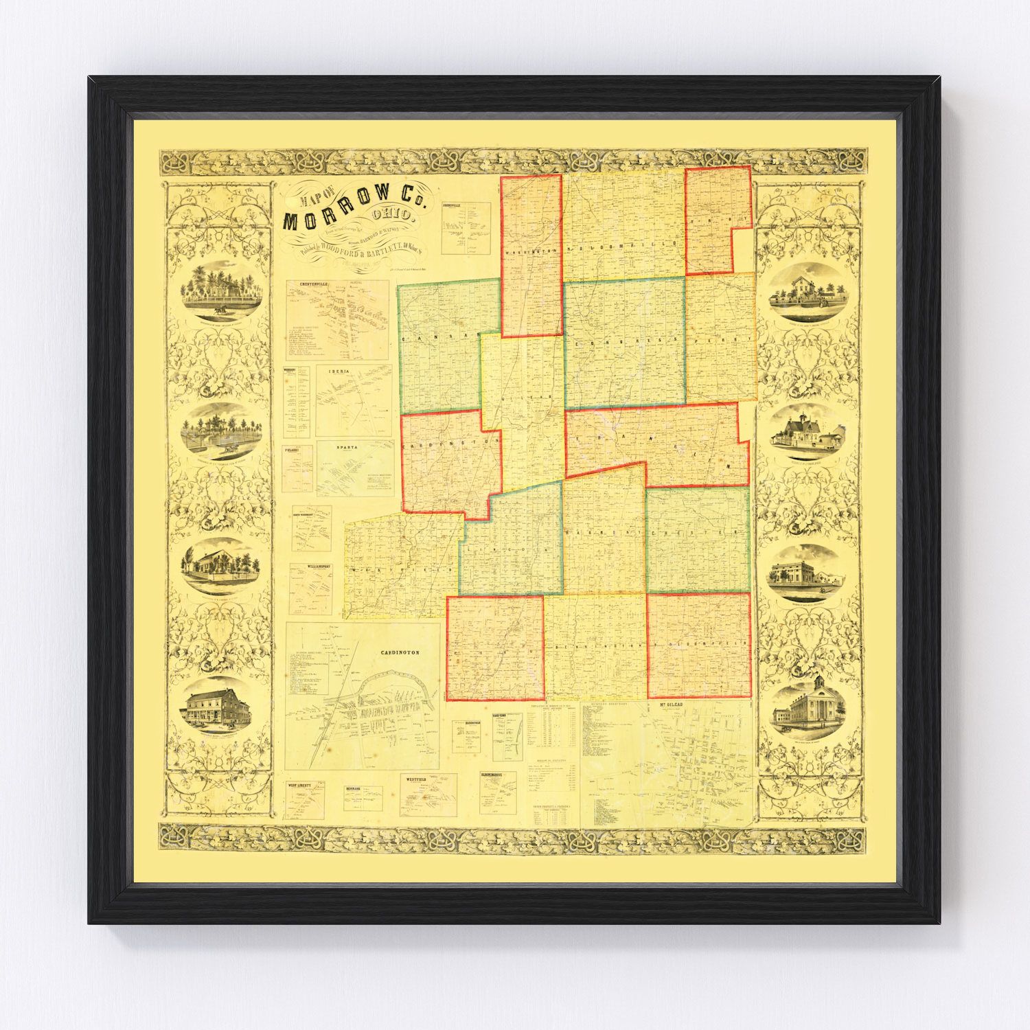 vintage map of Morrow County, Ohio, 1857