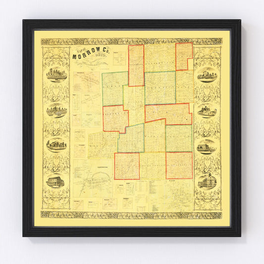 vintage map of Morrow County, Ohio, 1857