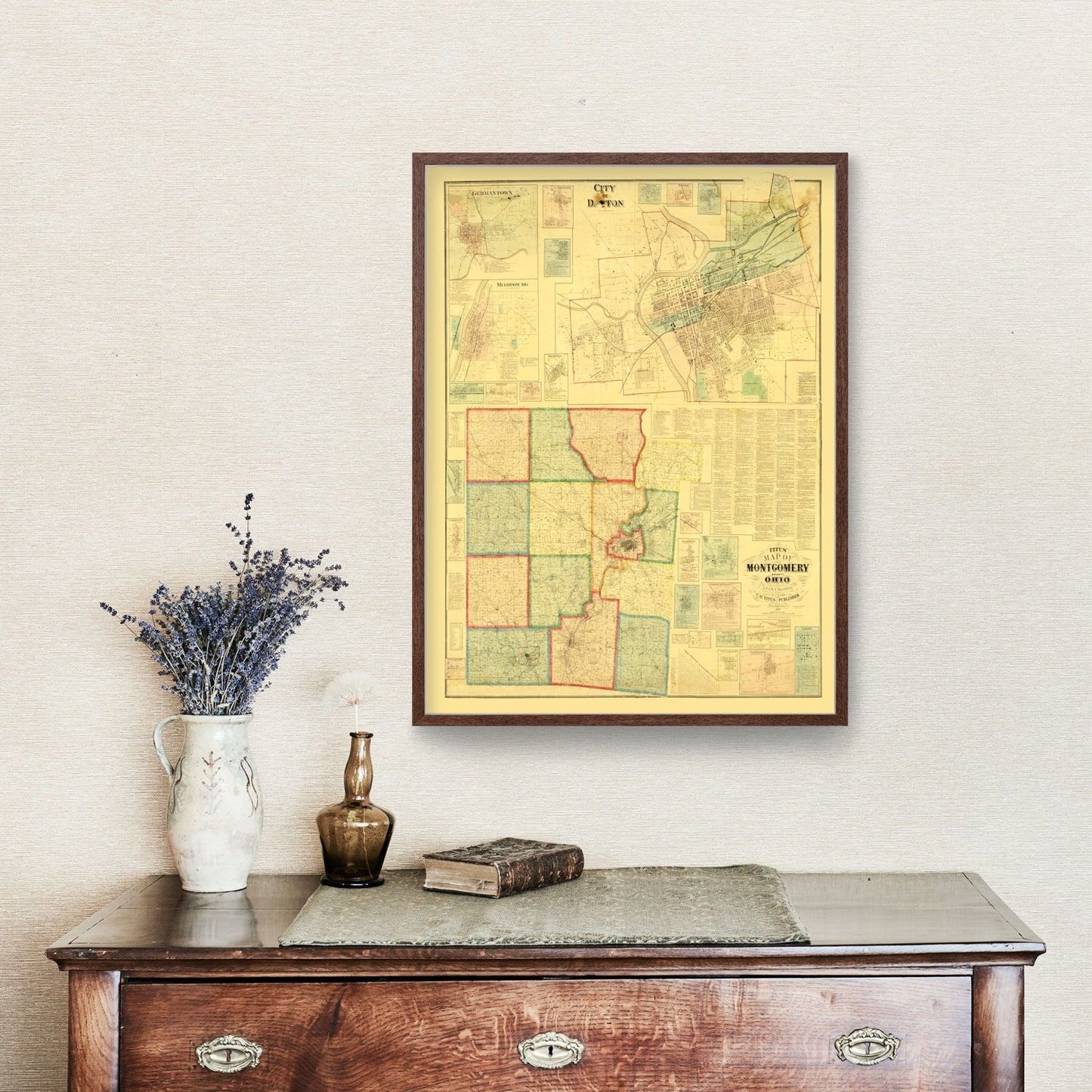 Vintage Map of Montgomery County, Ohio, 1869