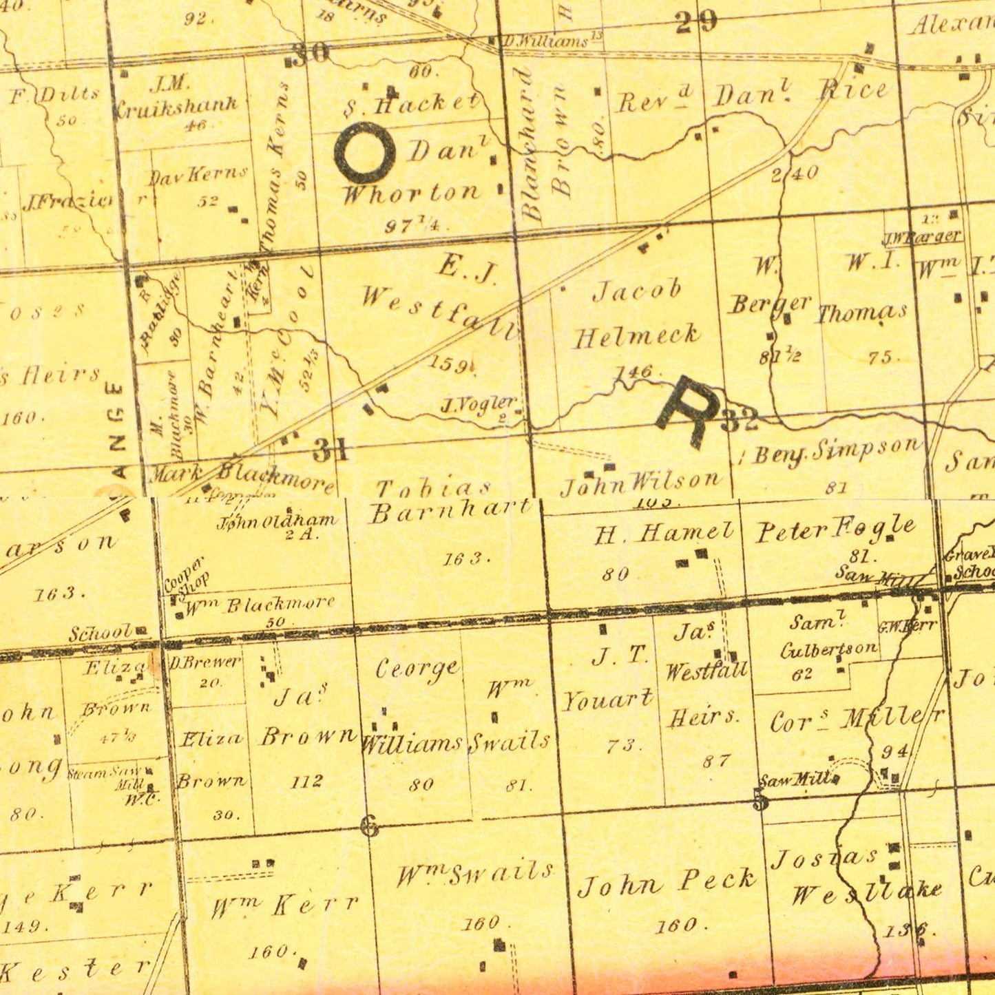 Vintage Map of Miami County, Ohio, 1858