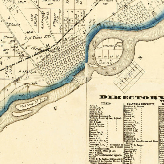 Vintage Map of Lucas County, Ohio, 1861
