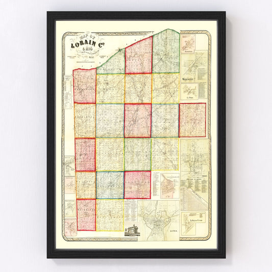 vintage map of Lorain County, Ohio, 1857