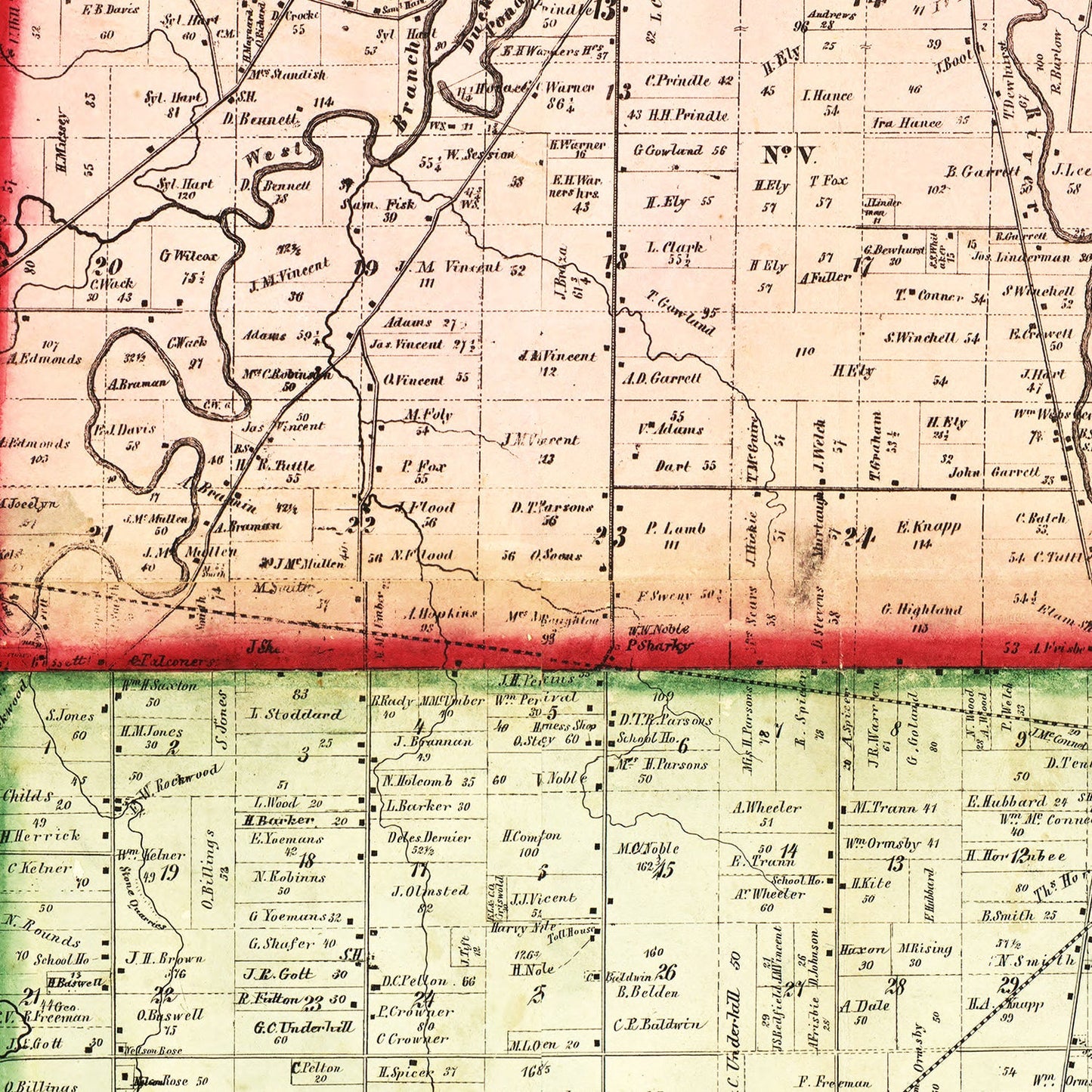 Vintage Map of Lorain County, Ohio, 1857
