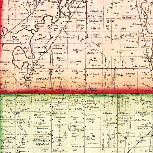 Vintage Map of Lorain County, Ohio, 1857