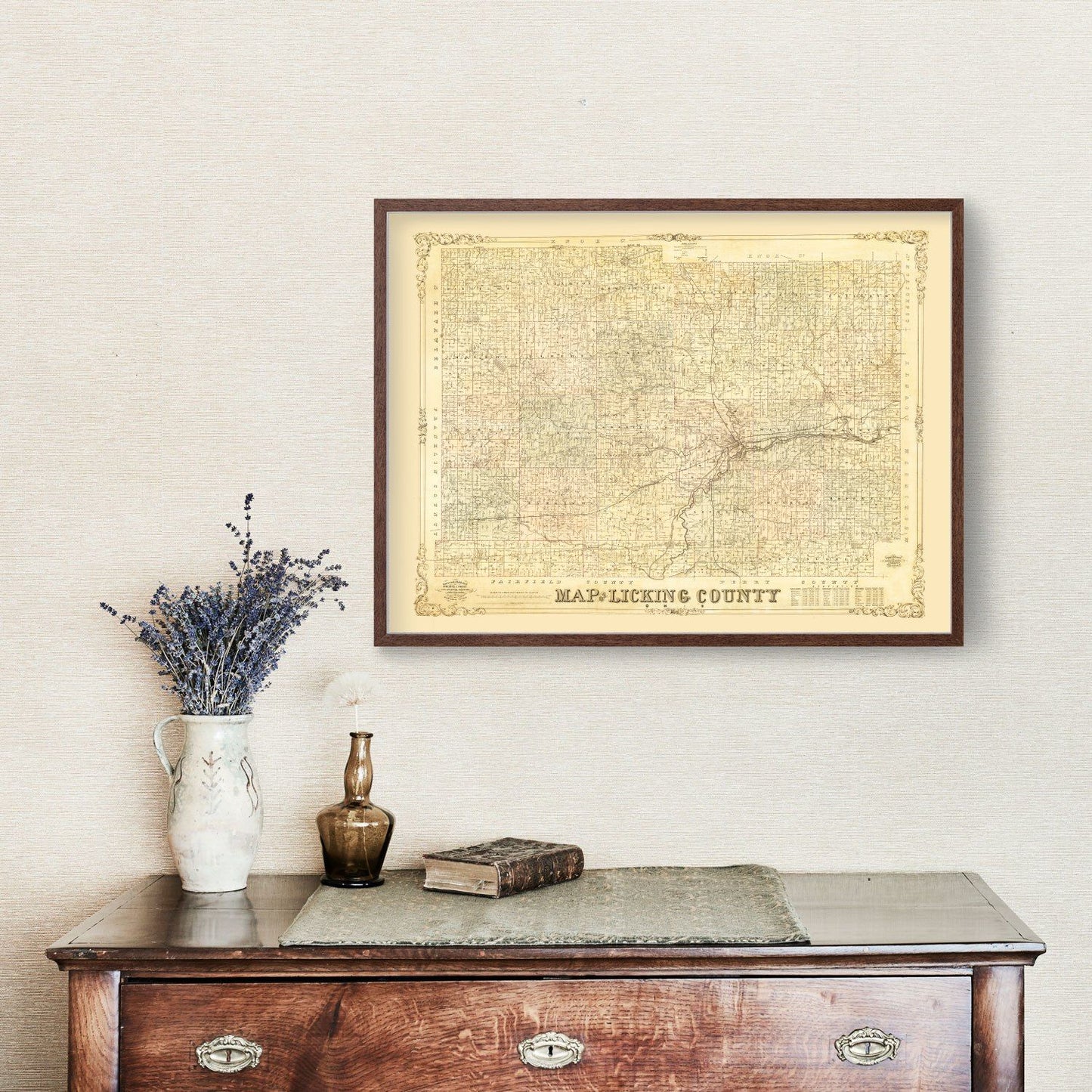 Vintage Map of Licking County, Ohio, 1854 III
