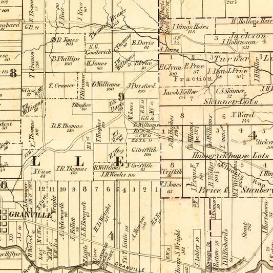Vintage Map of Licking County, Ohio, 1854 III