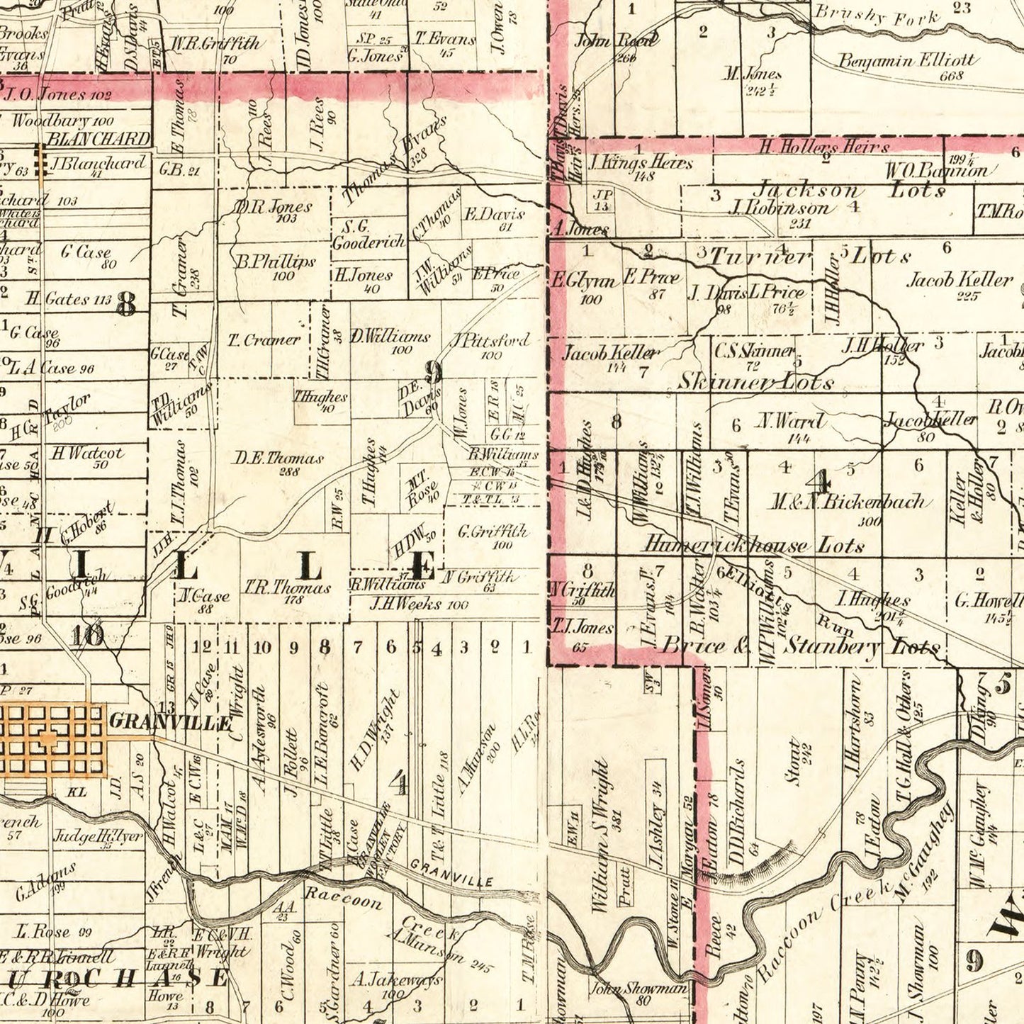 Vintage Map of Licking County, Ohio, 1854 II