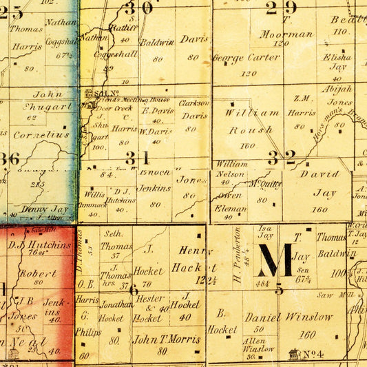 Vintage Map of Grant County, Indiana, 1869
