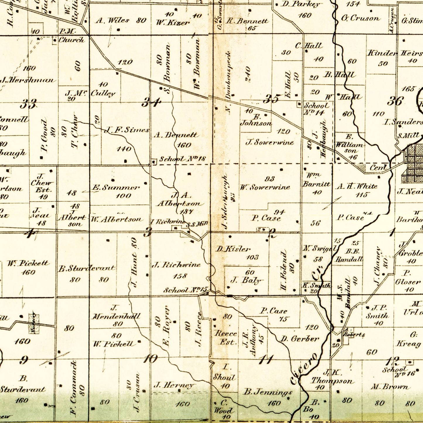 Vintage Map of Hamilton County, Indiana, 1866