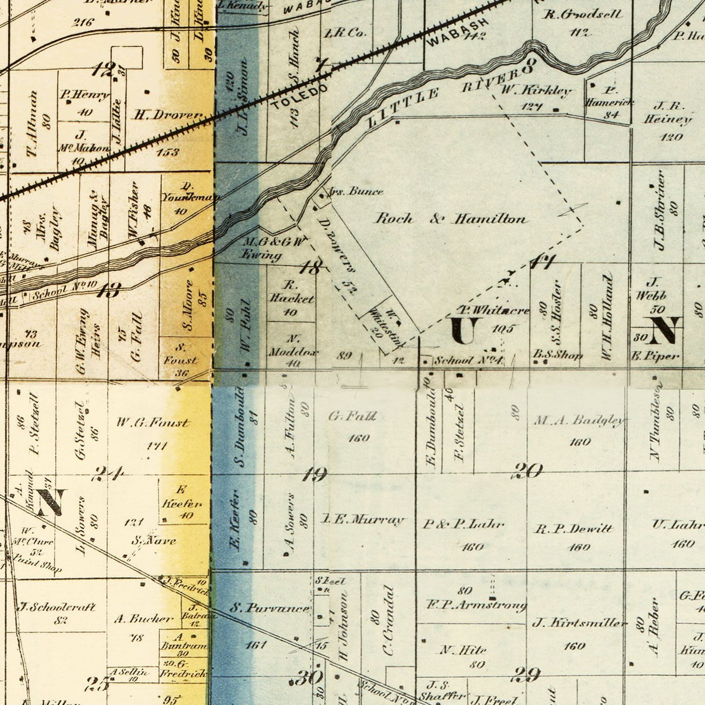 Vintage Map of Huntington County, Indiana, 1866