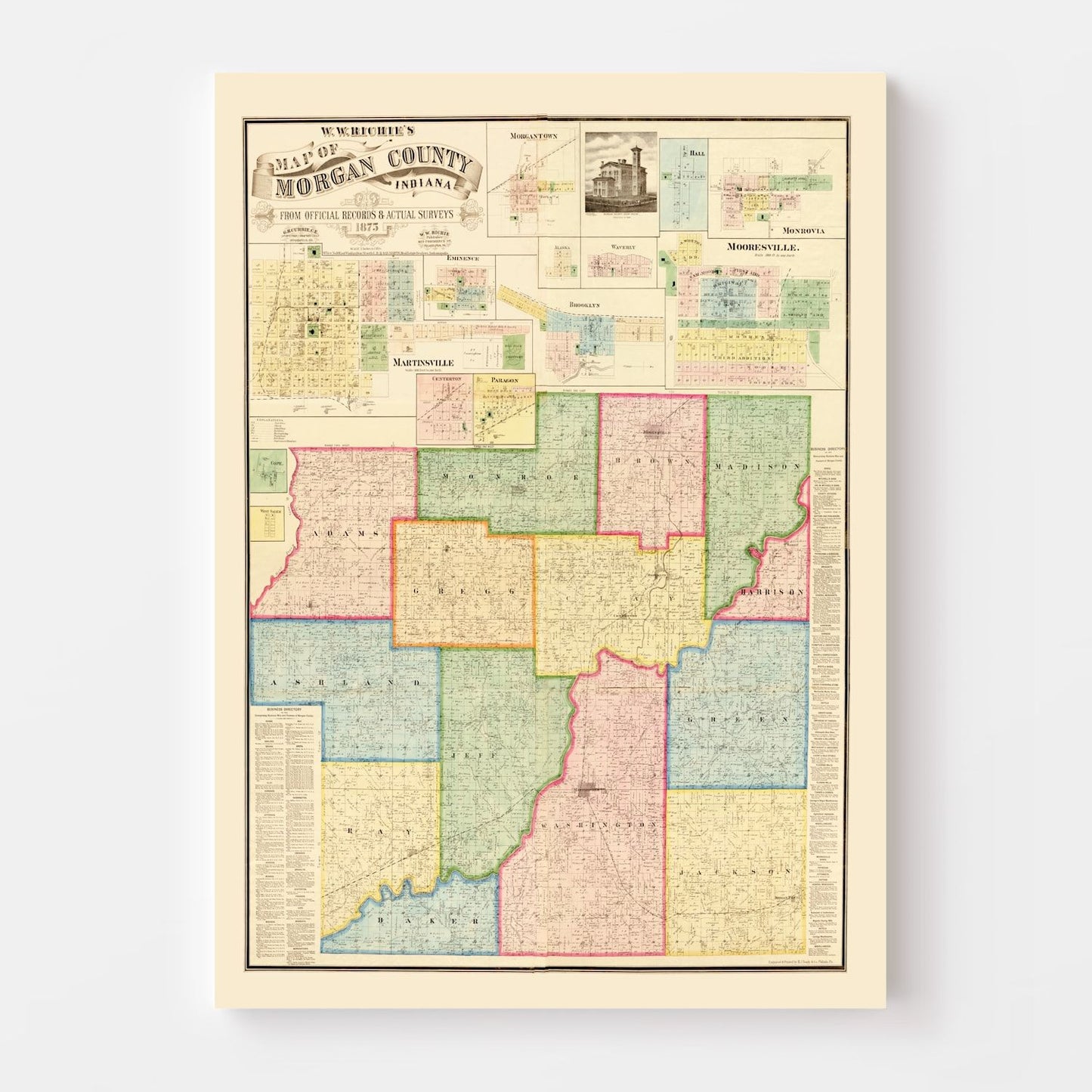 Vintage Map of Morgan County, Indiana, 1875