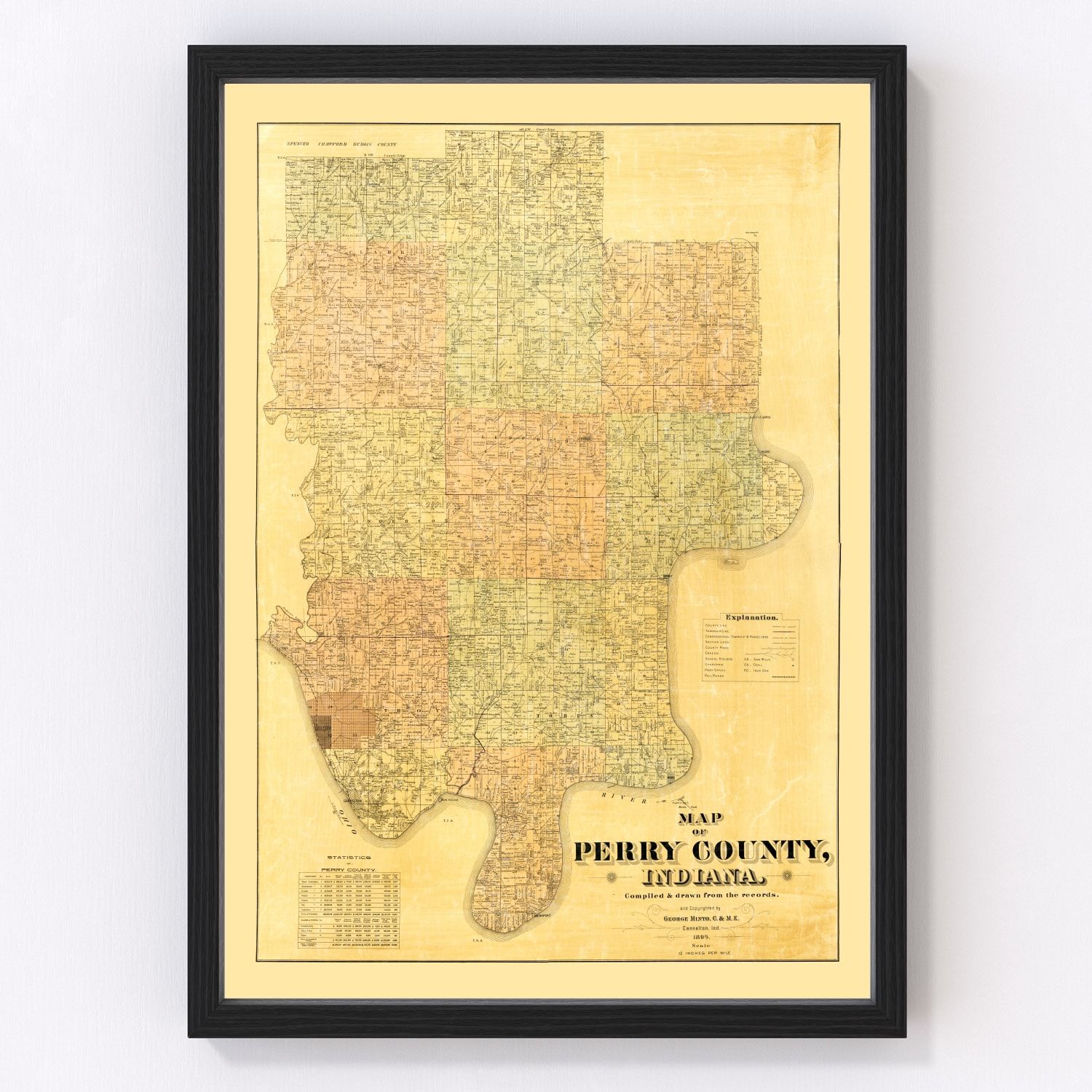 vintage map of Perry County, Indiana, 1894