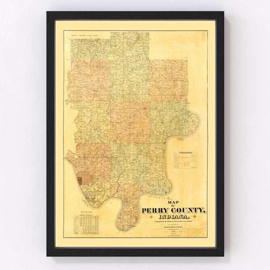 vintage map of Perry County, Indiana, 1894