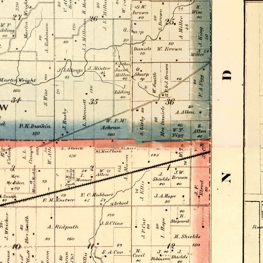 Vintage Map of Putnam County, Indiana, 1864
