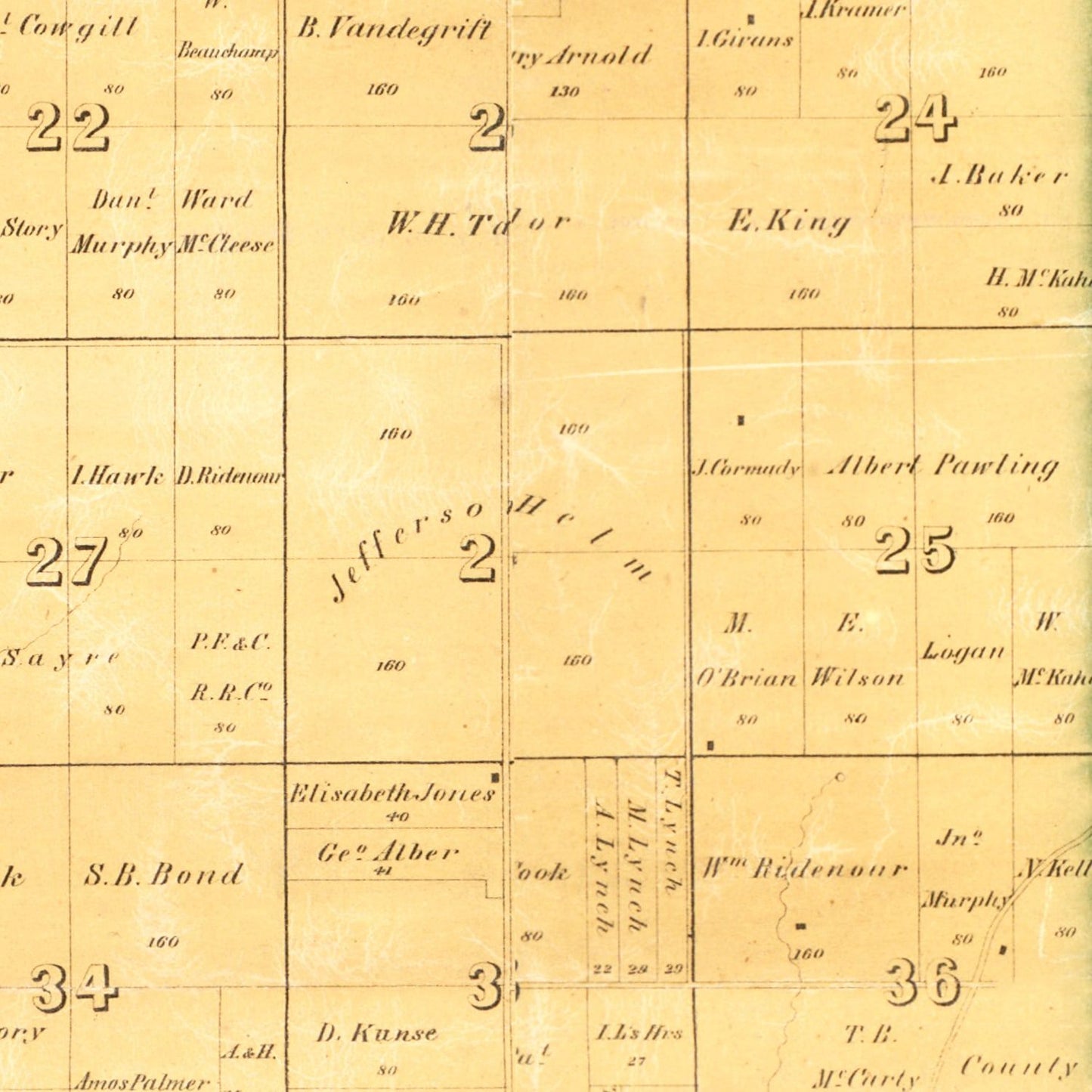 Vintage Map of Wabash County, Indiana, 1861