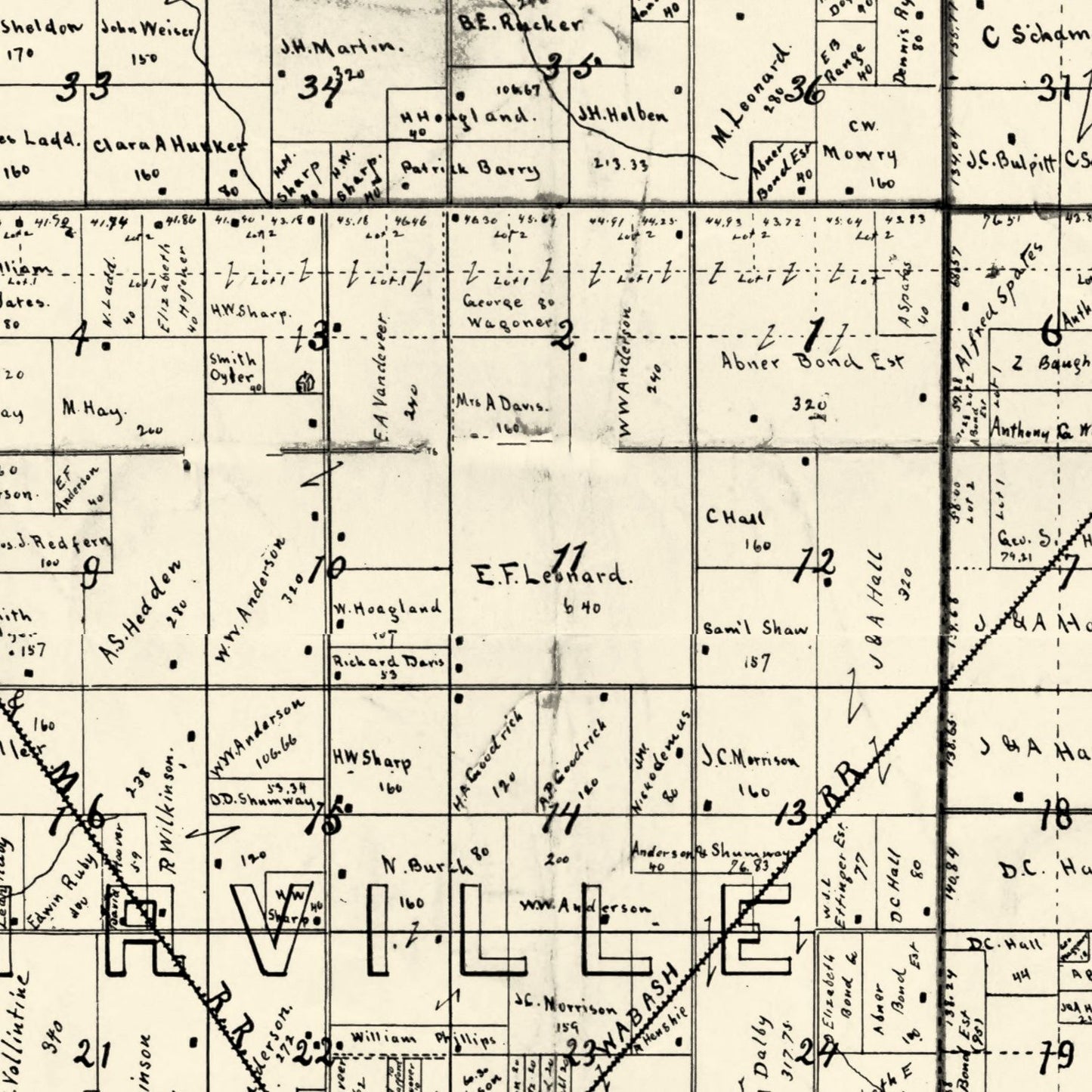 Vintage Map of Christian County, Illinois, 1893