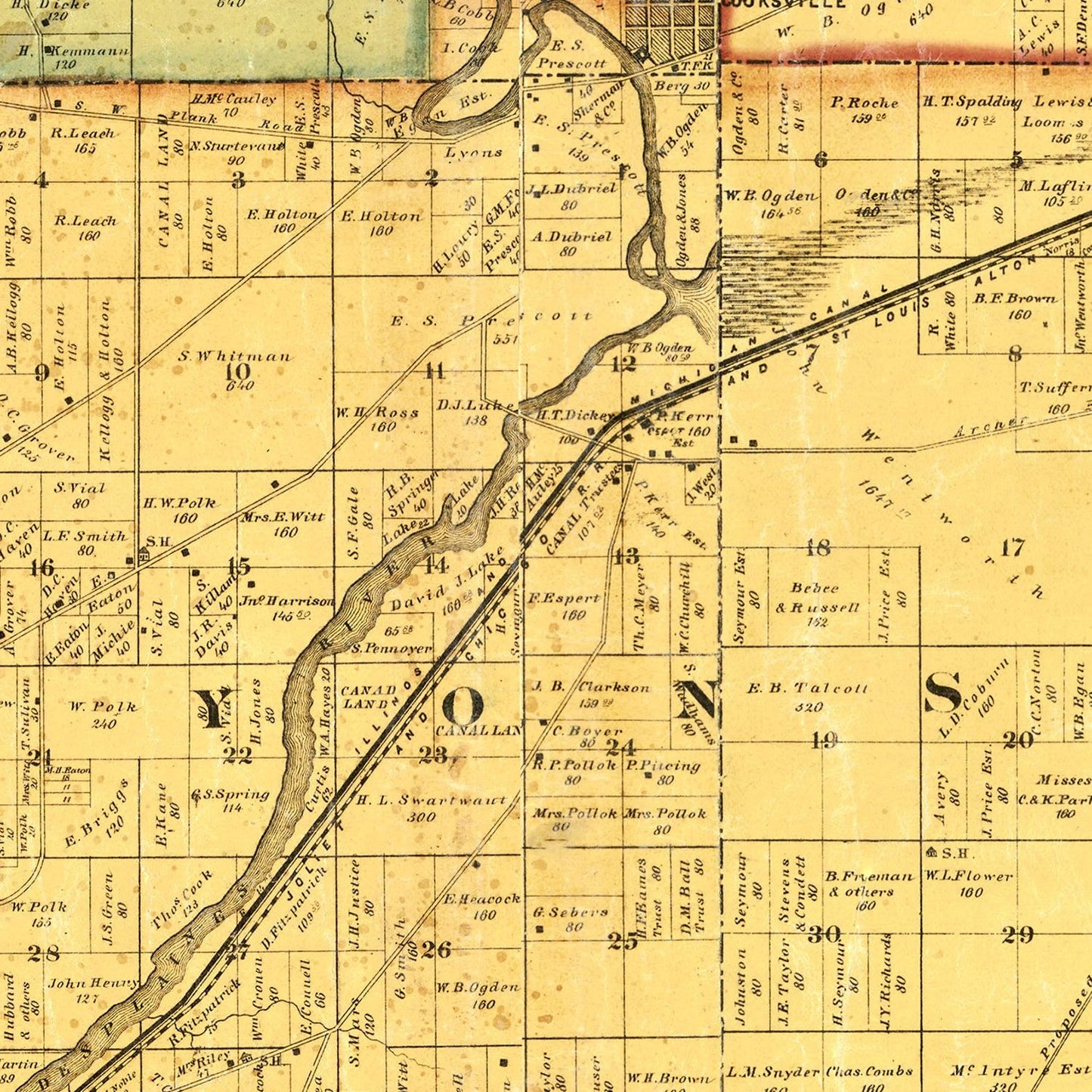 Vintage Map of Cook County, Illinois, 1861