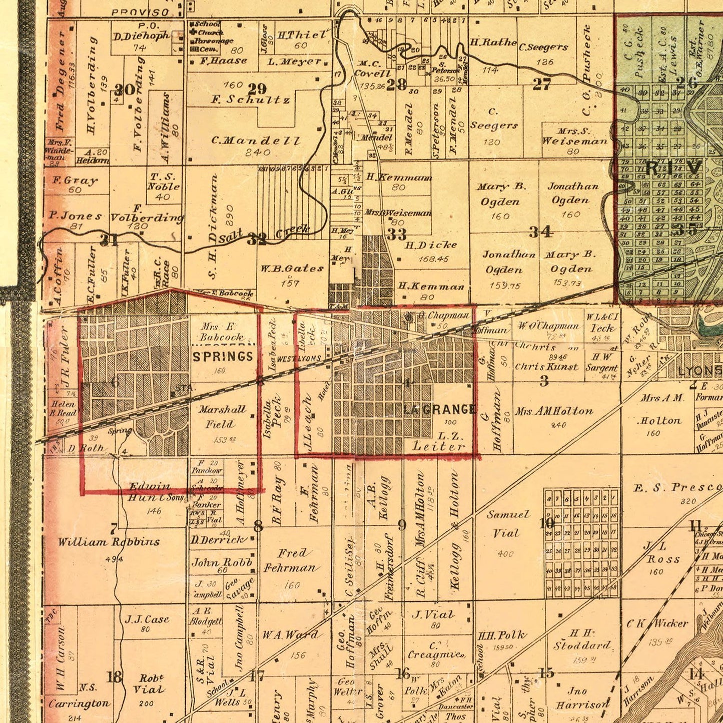 Vintage Map of Cook County, Illinois, 1886