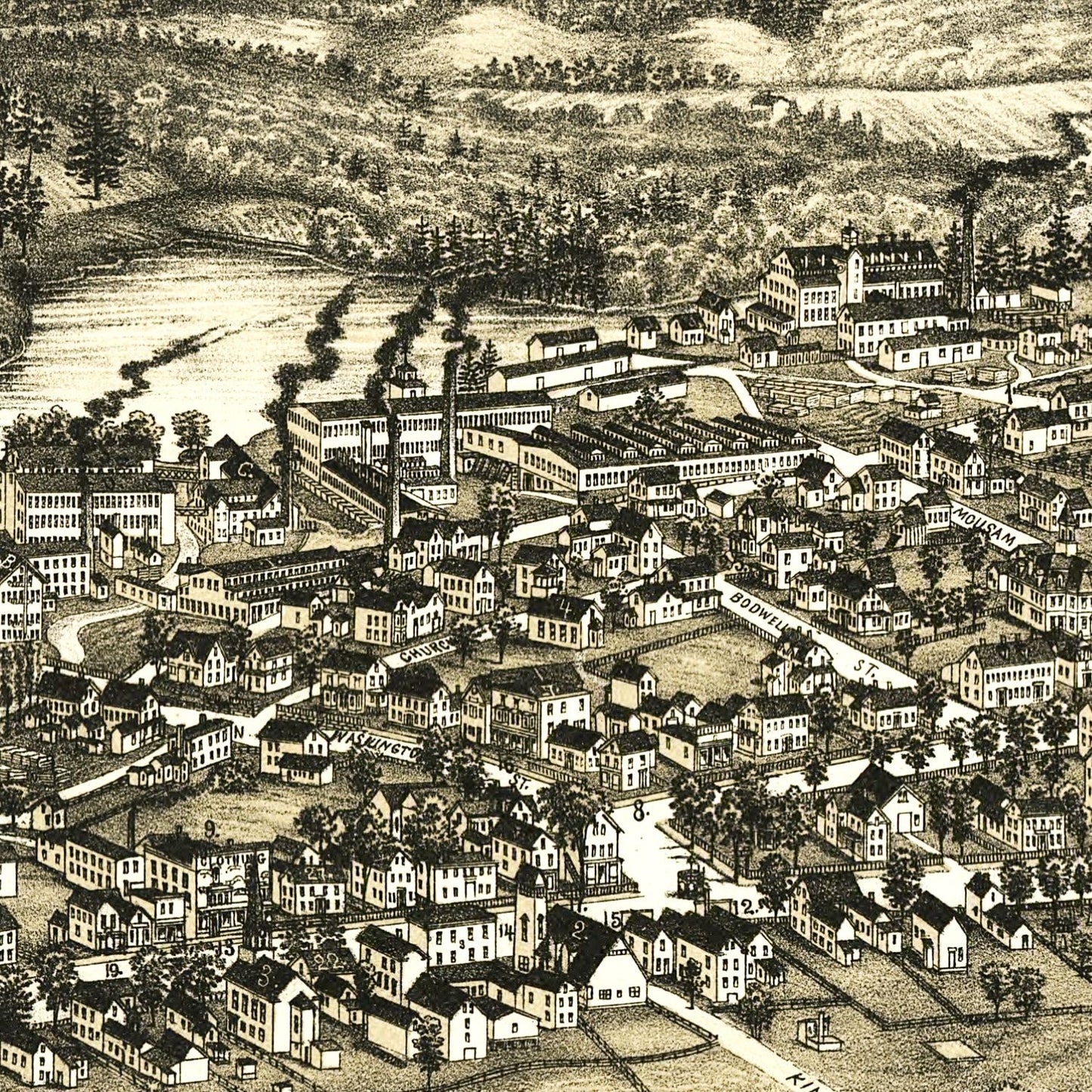 Vintage Map of Sanford, Maine, 1889