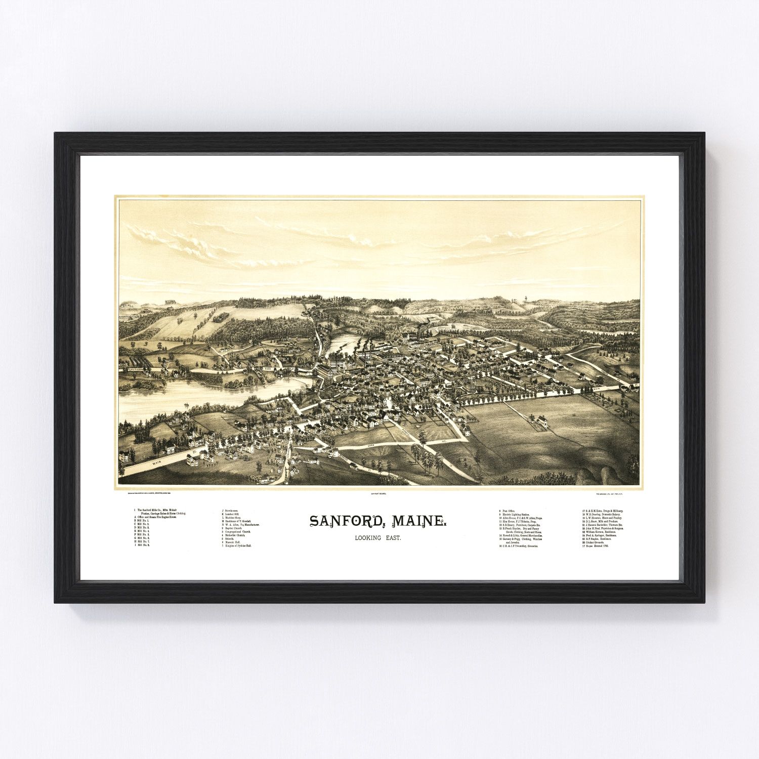 vintage map of Sanford, Maine, 1889