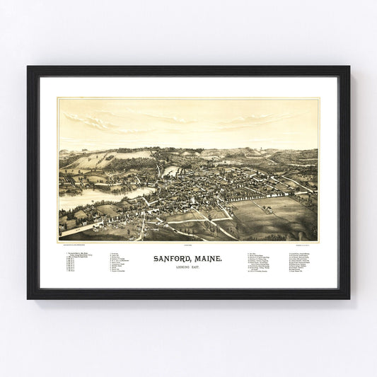 vintage map of Sanford, Maine, 1889