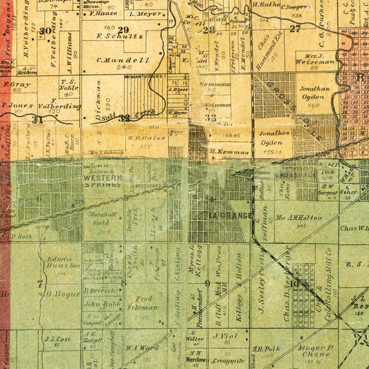 Vintage Map of DuPage County, Illinois, 1890